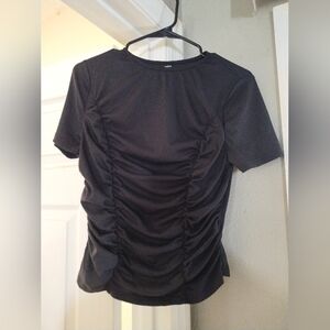 Shein Black Ribbed And Ruched Top Size Large 8/10